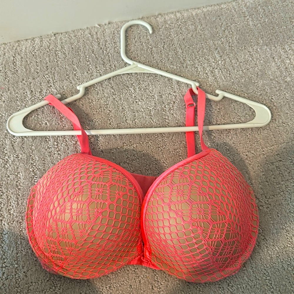 Victoria’s Secret bombshell, hot pink and nude bra. Gently used.
